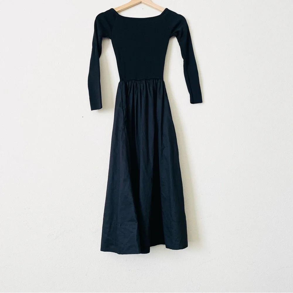 Tuckernuck XXS Black Dupioni Clea midi pocketed fit and flare dress - Picture 7 of 8